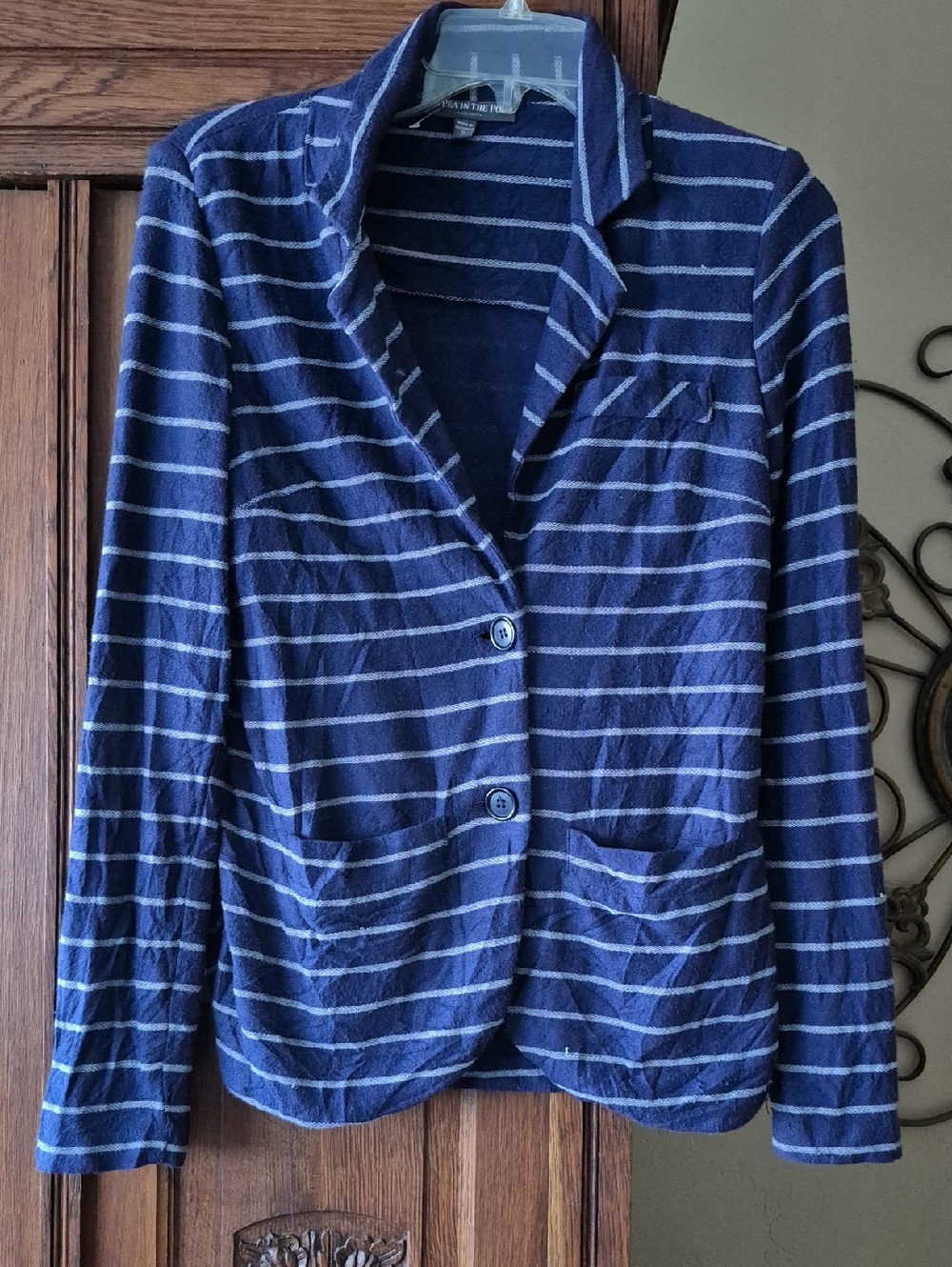 A Pea in the Pod Navy and White Striped Maternity Blazer